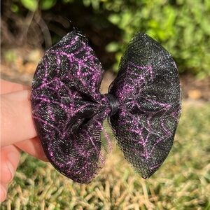 Elegant Black and Purple Spider Web Hair Bow